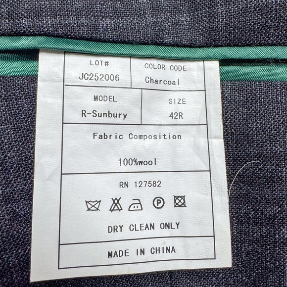 James Campbell Blazer Mens 42R Charcoal Plaid Wool Filarte Lanificio Sport Coat - Picture 8 of 14